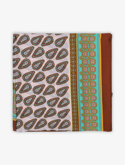 Foulard en soie mélangée imprimé cachemire - Marron - 2