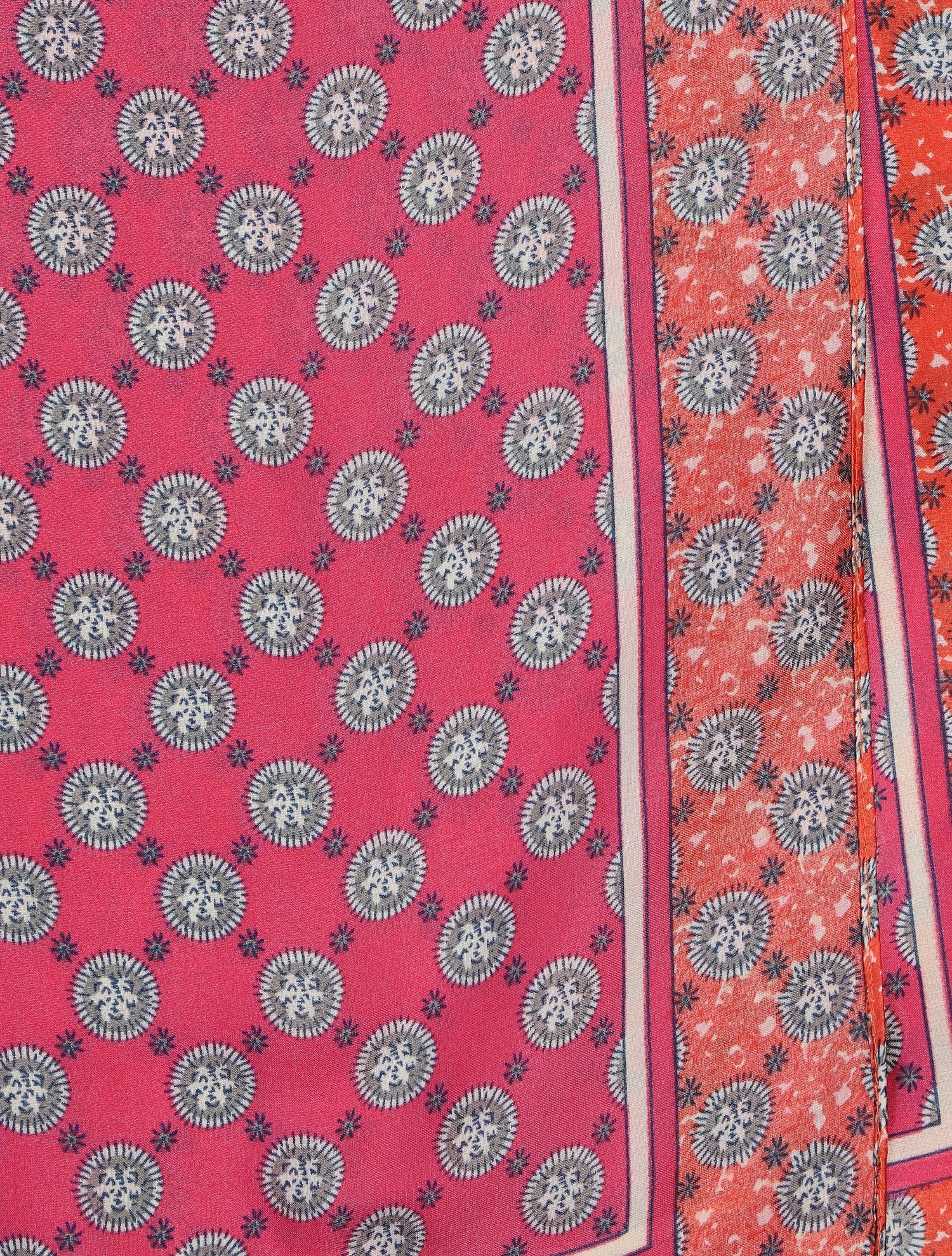Foulard imprimé médaille en soie mélangée - Rose - 3