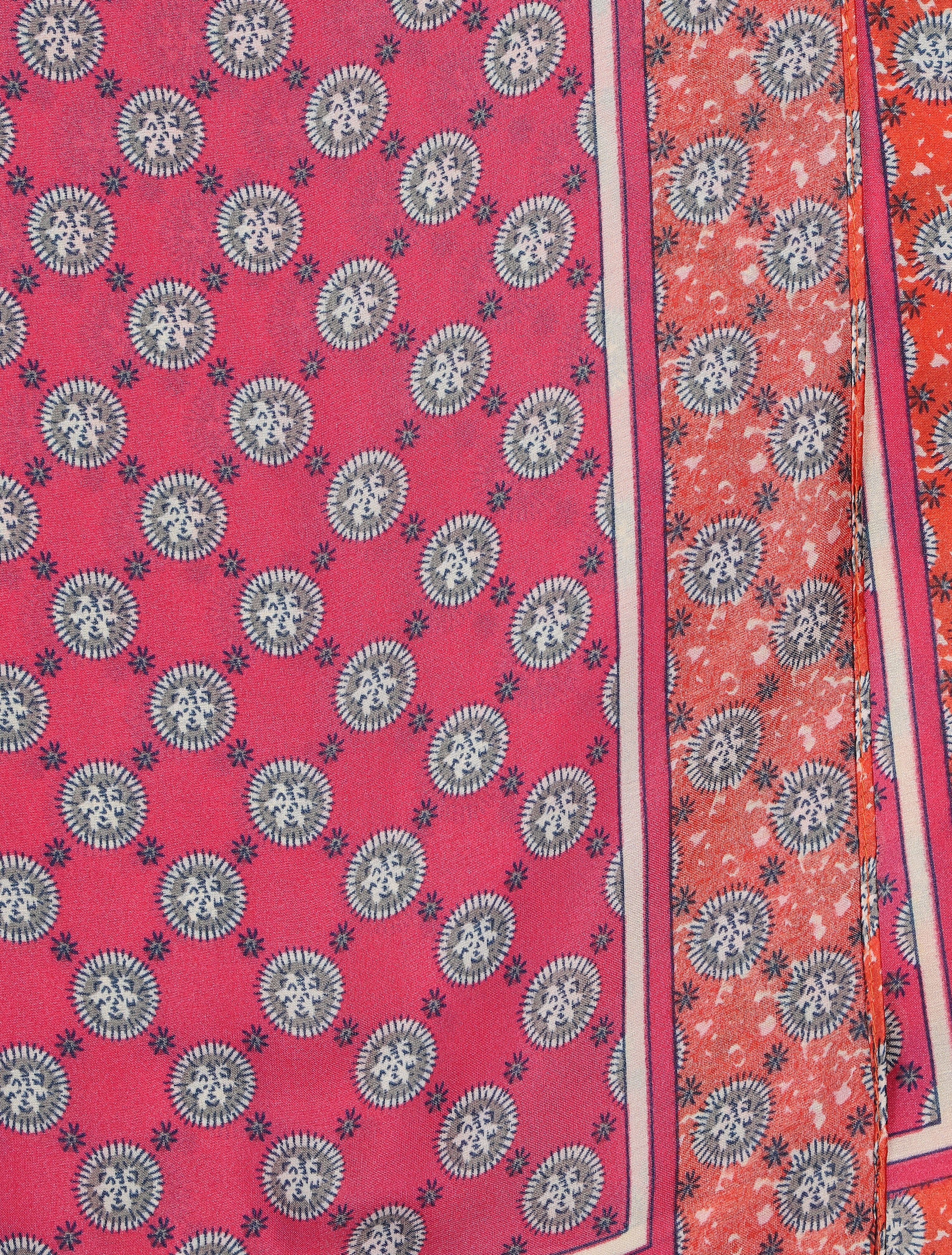 Foulard imprimé médaille en soie mélangée - Rose - 3