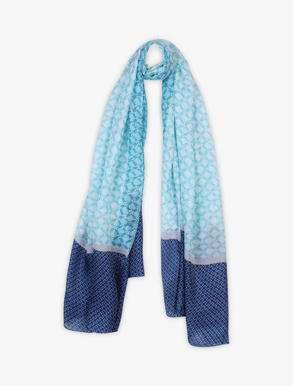Foulard imprimé floral stylisé - Bleu - 4