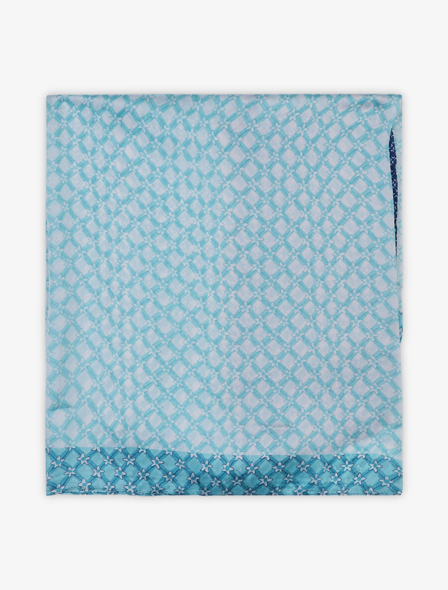 Foulard imprimé floral stylisé - Bleu - 2