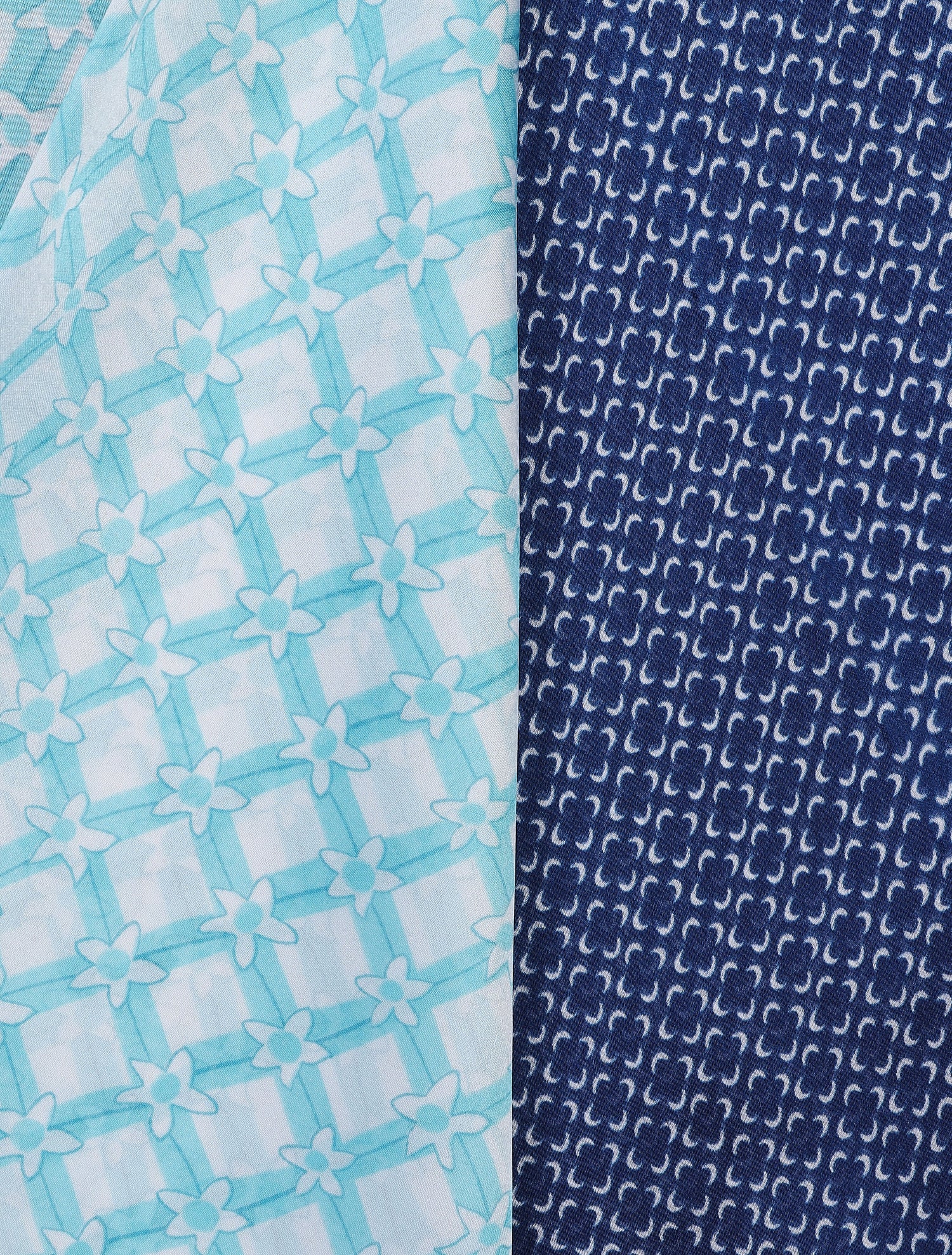 Foulard imprimé floral stylisé - Bleu - 3