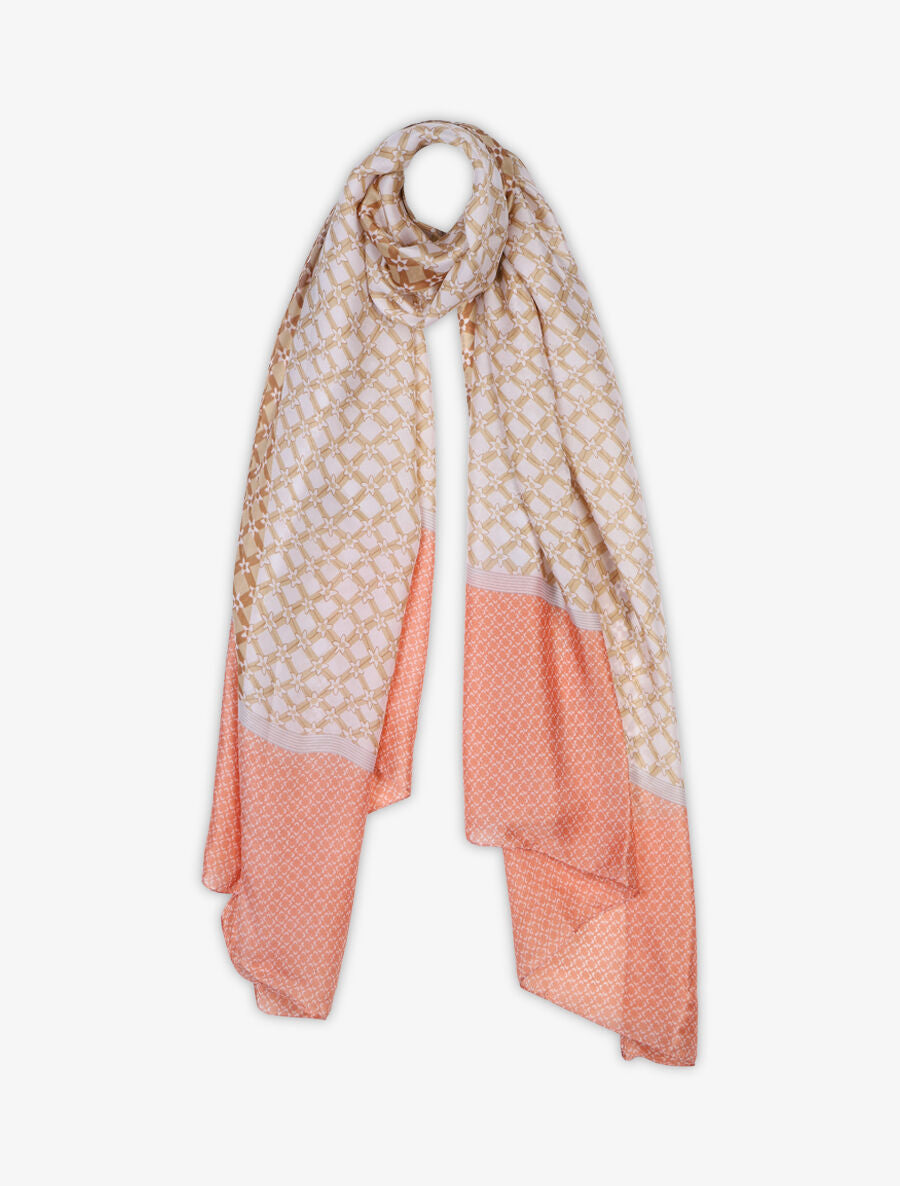 Foulard imprimé floral stylisé - Saumon - 4