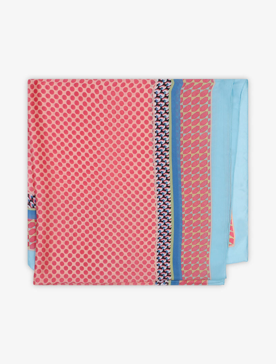 Foulard à pois en soie mélangée - Rose - 2