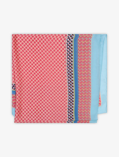 Foulard à pois en soie mélangée - Rose - 2