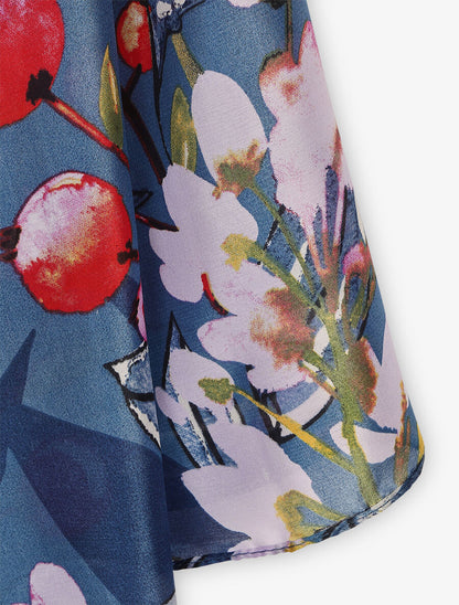 Foulard imprimé baies sauvages - Bleu - 3