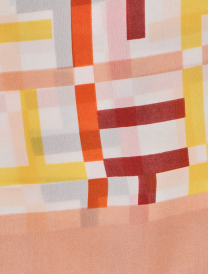 Foulard graphique en soie mélangée - Orange/rose - 3