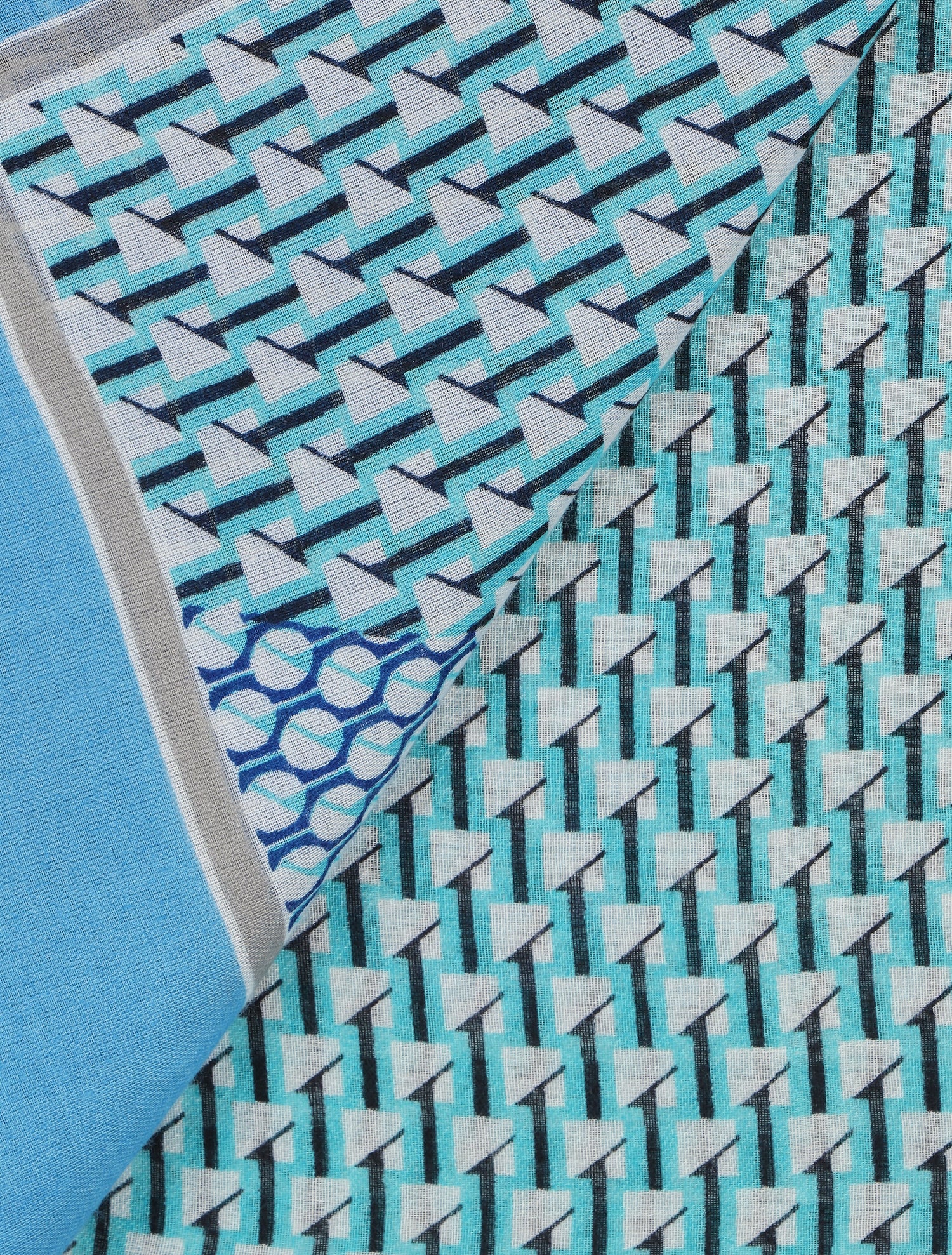 Foulard imprimé mosaïque - Bleu - 3
