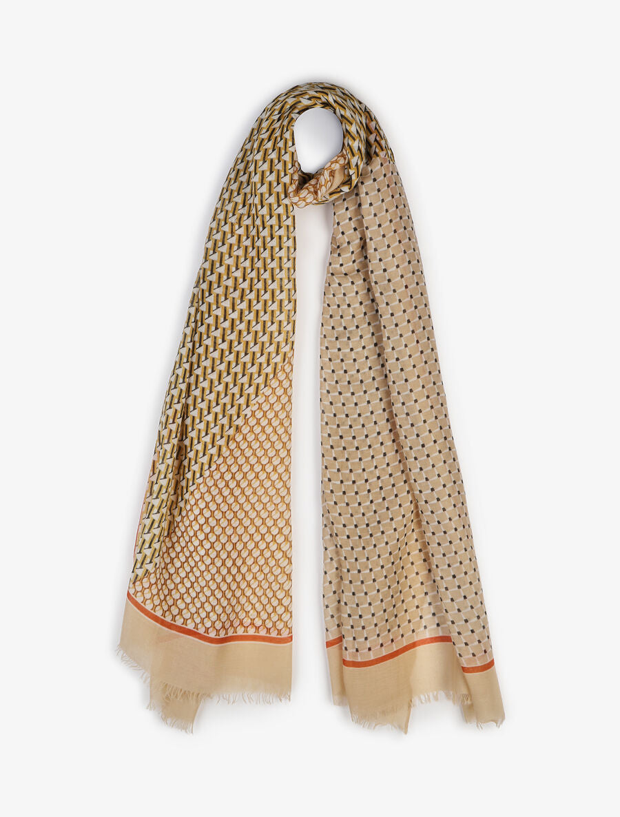 Foulard imprimé mosaïque - Beige - 1