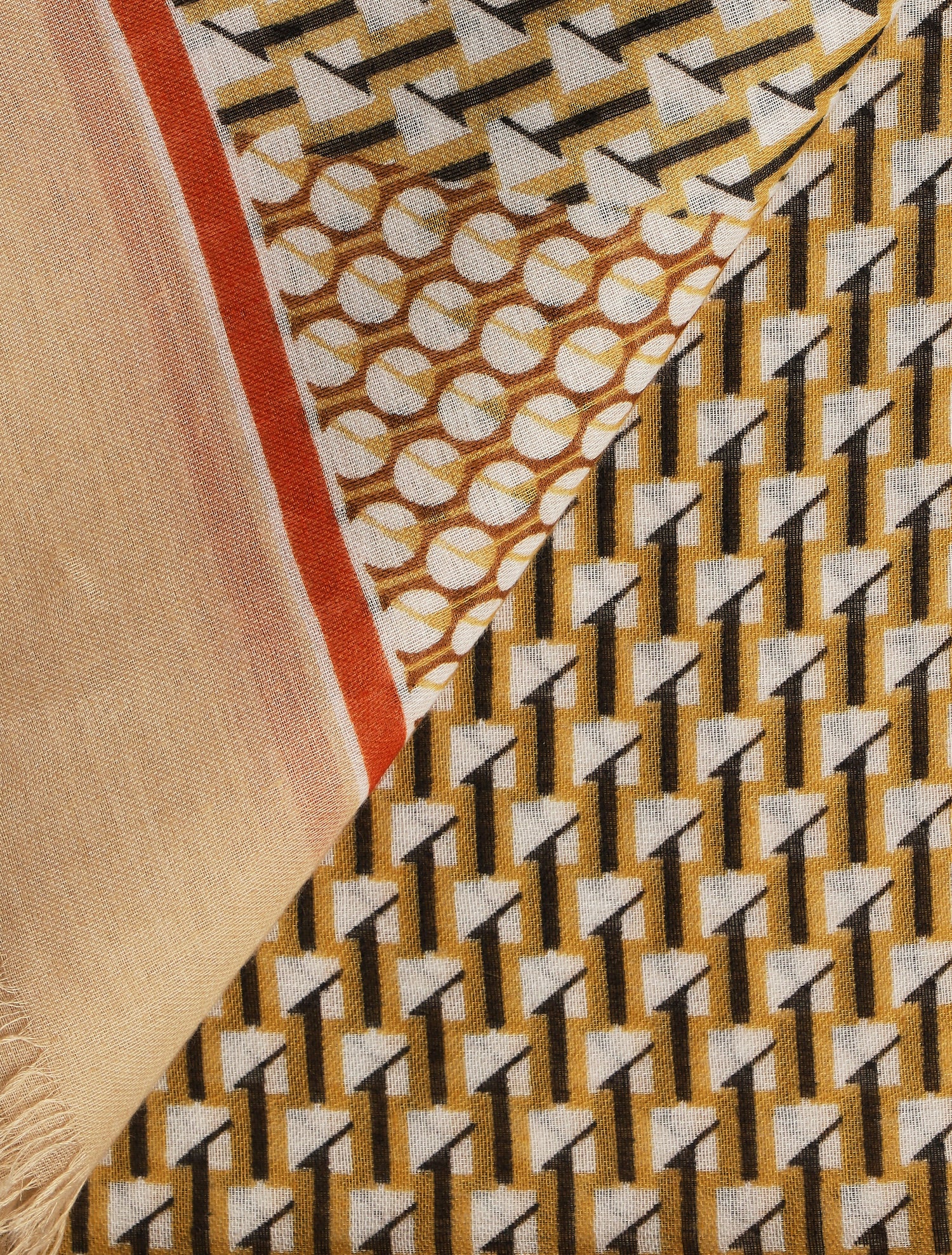 Foulard imprimé mosaïque - Beige - 3
