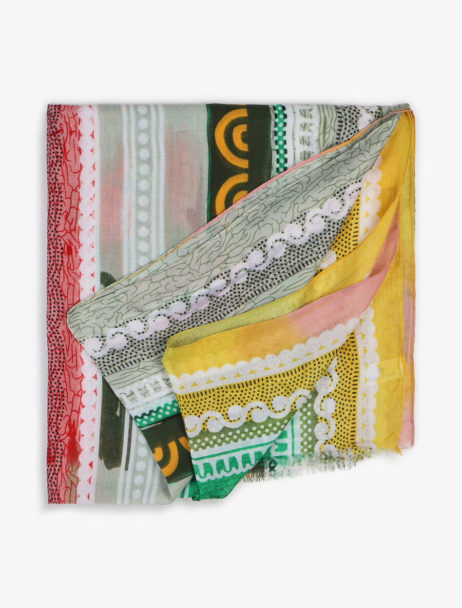 Foulard effiloché imprimé ethnique - Vert - 2