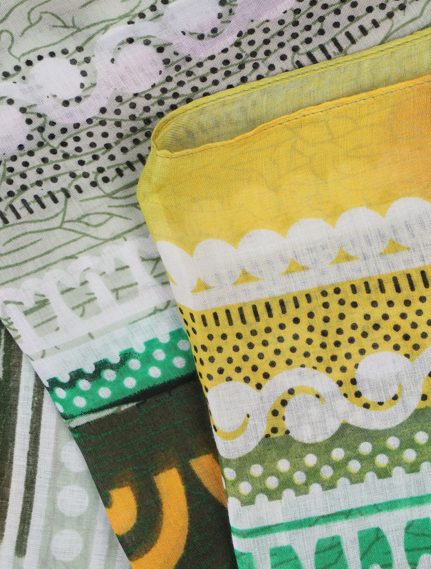 Foulard effiloché imprimé ethnique - Vert - 3