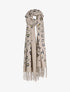 Echarpe à imprimé léopard lamé et franges - Beige - 3