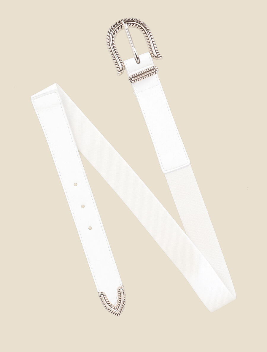 Ceinture bi-matière à boucle classique - Blanc - 1