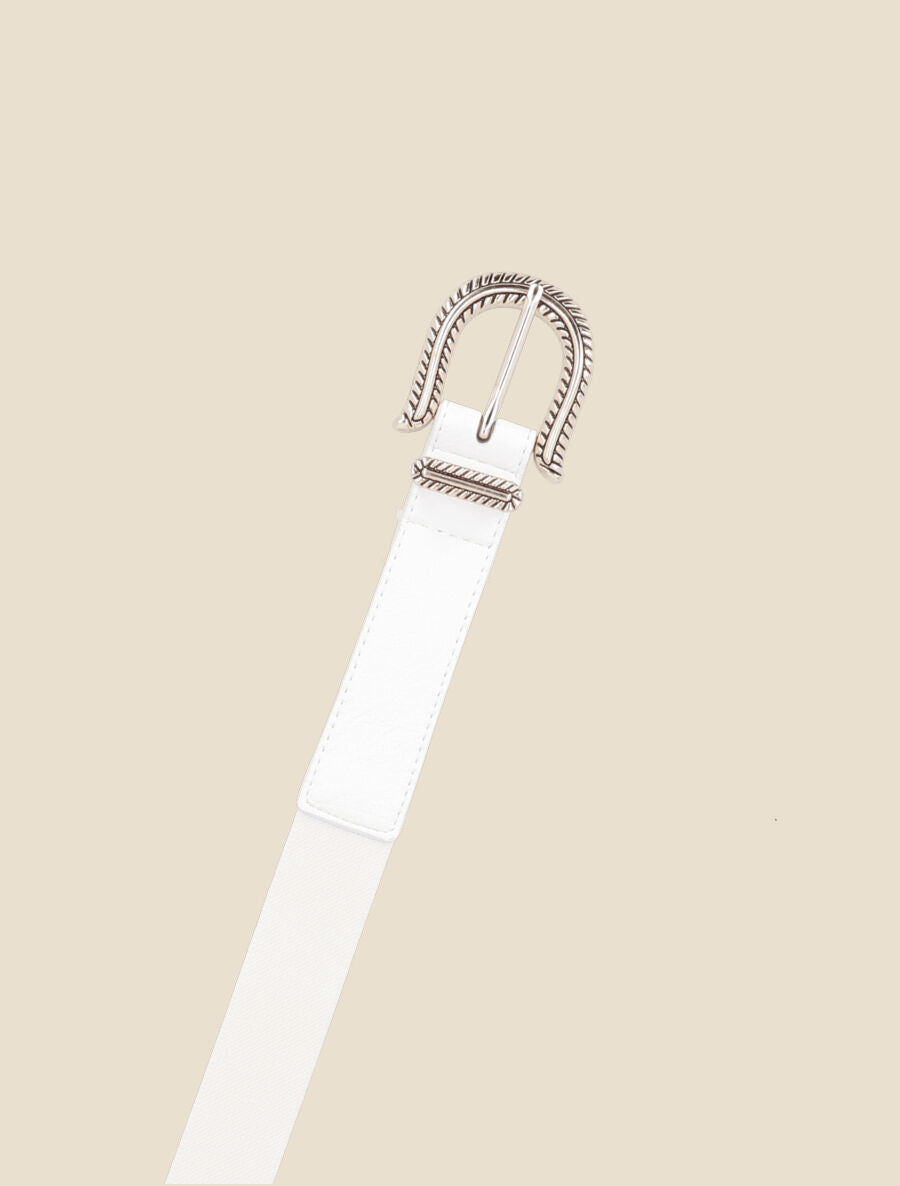 Ceinture bi-matière à boucle classique - Blanc - 2