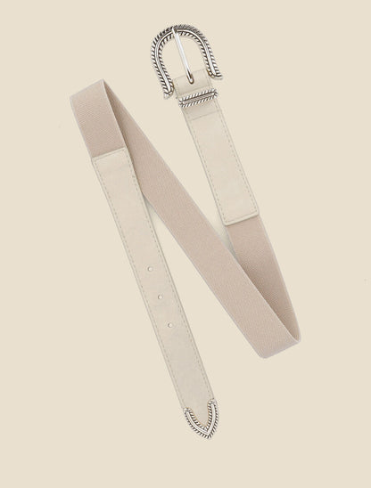 Ceinture bi-matière à boucle classique - Beige - 3