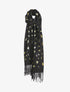 Echarpe à imprimé léopard lamé et franges - Noir - 1
