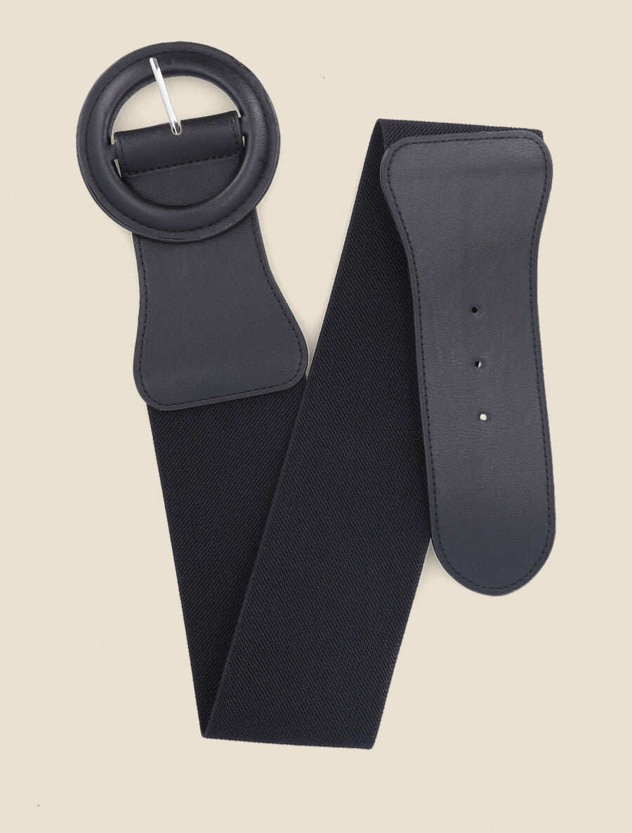 Ceinture bi-matière à boucle ardillon - Noir - 3