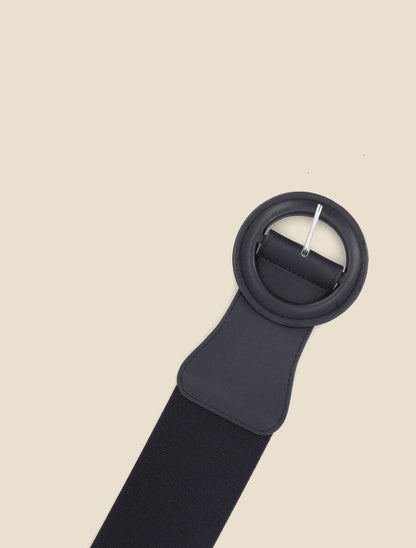 Ceinture bi-matière à boucle ardillon - Noir - 2