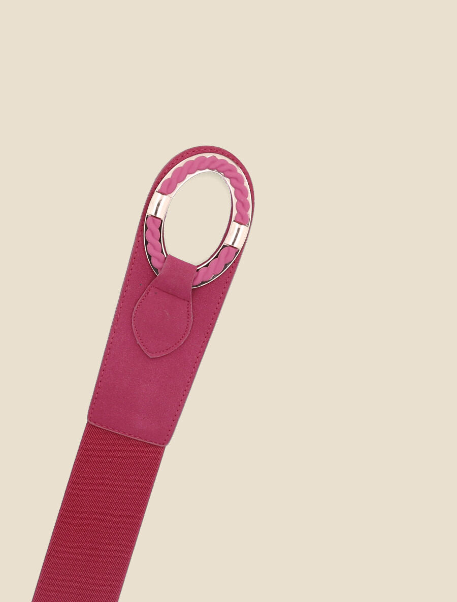 Ceinture bi-matière à boucle tressée - Fushia - 2