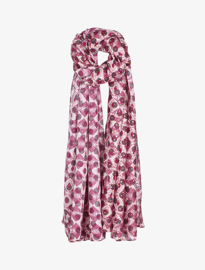 Foulard à imprimé pois stylisé et lamé - Rose - 1