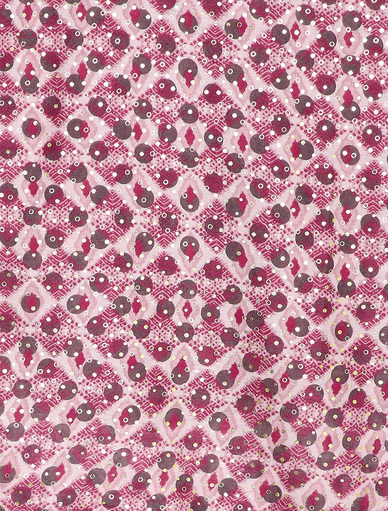 Foulard à imprimé pois stylisé et lamé - Rose - 2