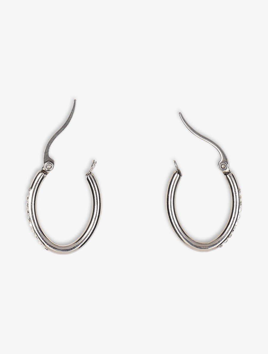 Créoles ovales à strass - Argent - 1