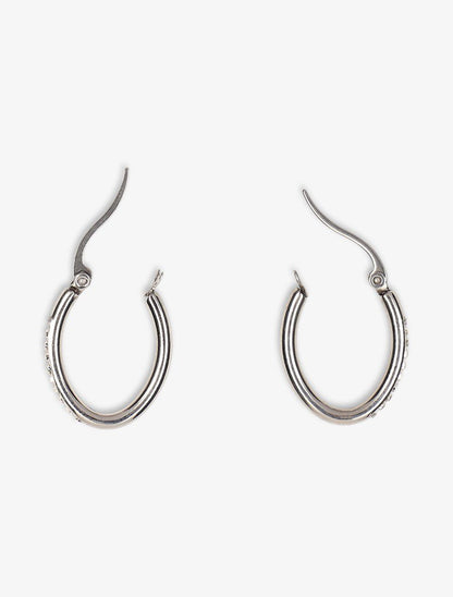 Créoles ovales à strass - Argent - 1