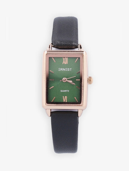 Montre carrée à bracelet en simili - Noir - 3