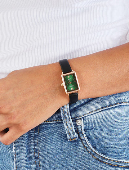 Montre carrée à bracelet en simili - Noir - 1