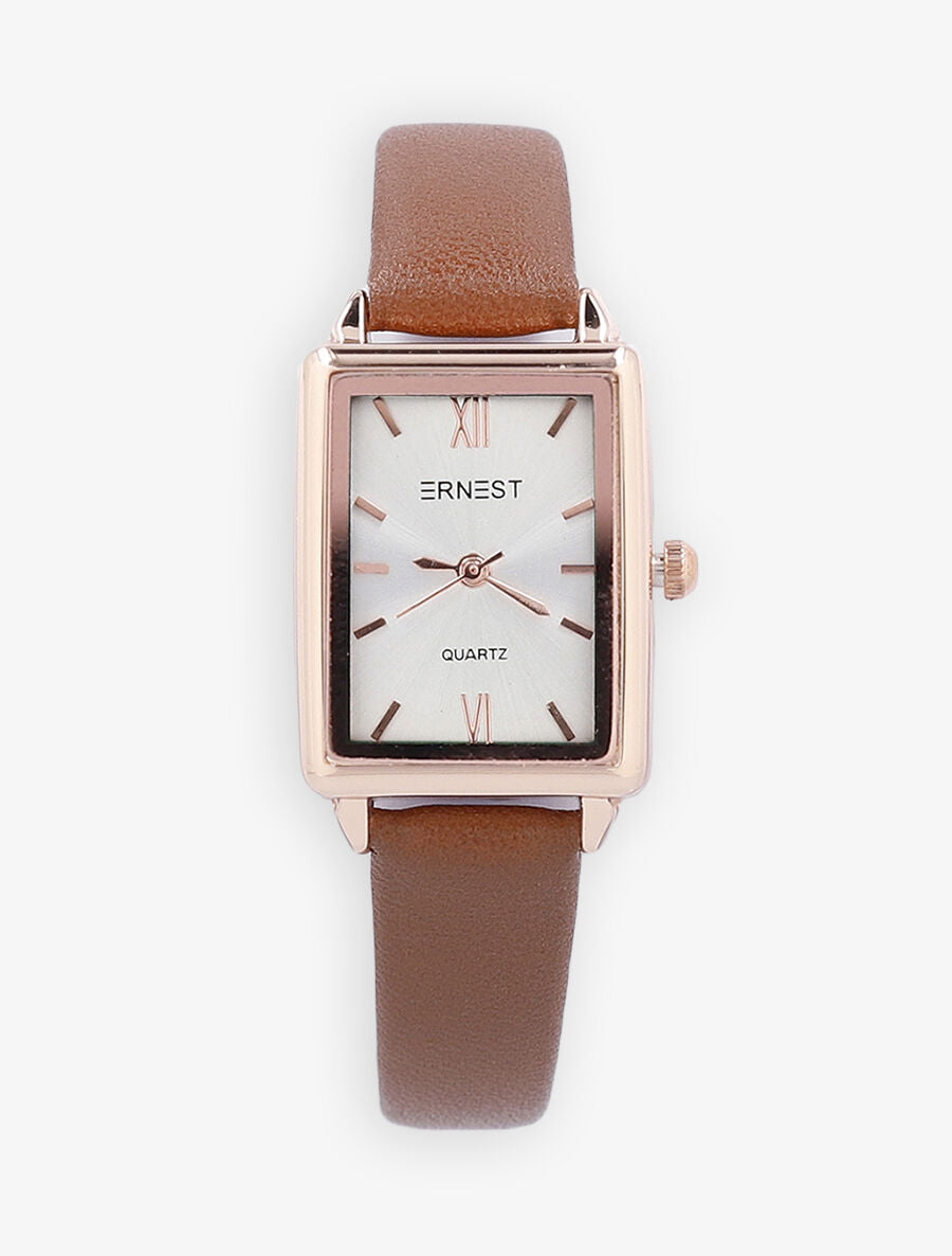 Montre carrée à bracelet en simili - Camel - 2
