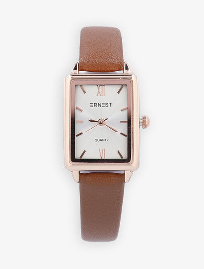 Montre carrée à bracelet en simili - Camel - 2