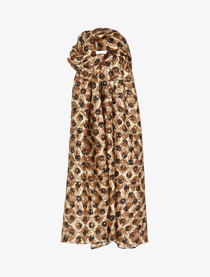 Foulard à imprimé pois stylisé et lamé - Marron - 1