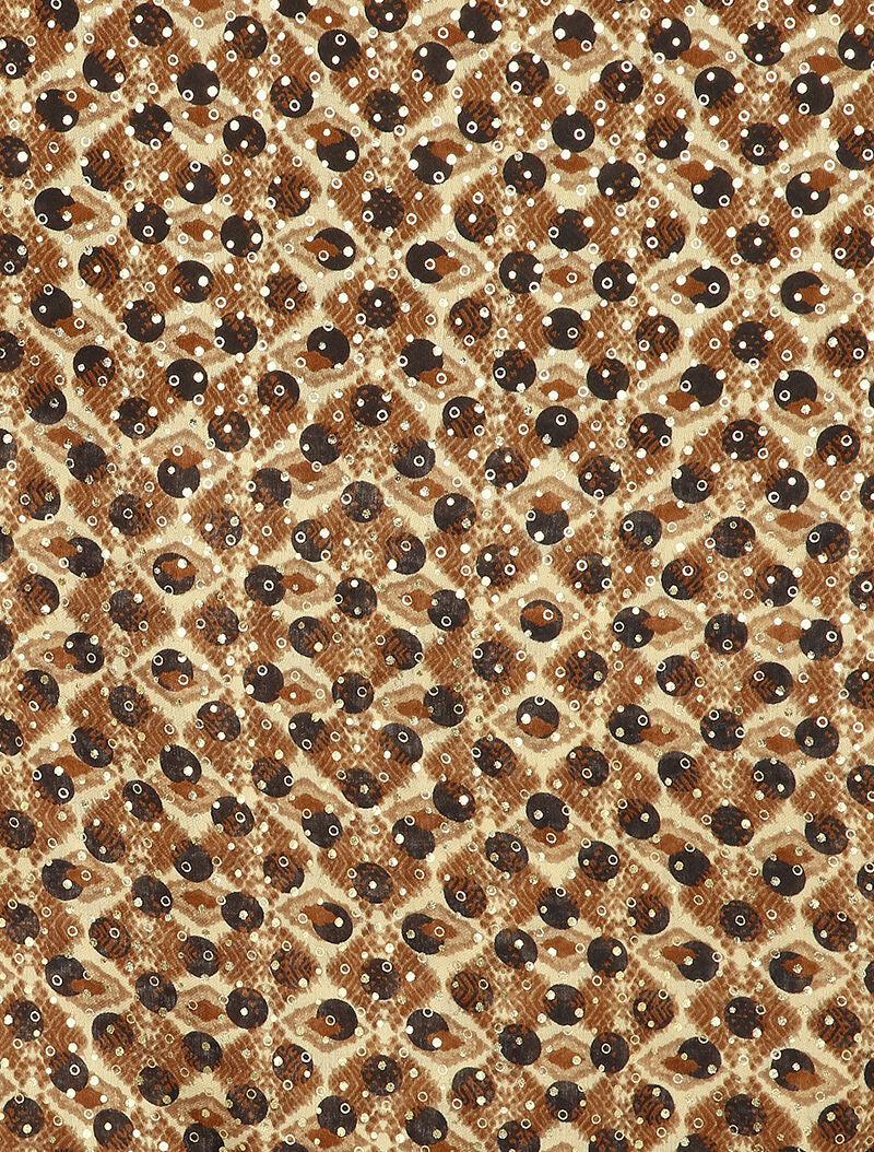 Foulard à imprimé pois stylisé et lamé - Marron - 2