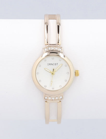Montre métallique à bracelet stylisé - Or - 2