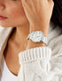 Montre métallique à motif floral - Argent - 1