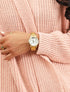 Montre métallique à motif floral - Or - 1