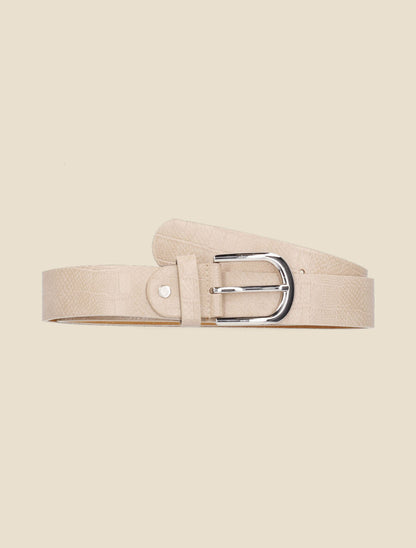 Ceinture en simili effet croco - Beige - 1