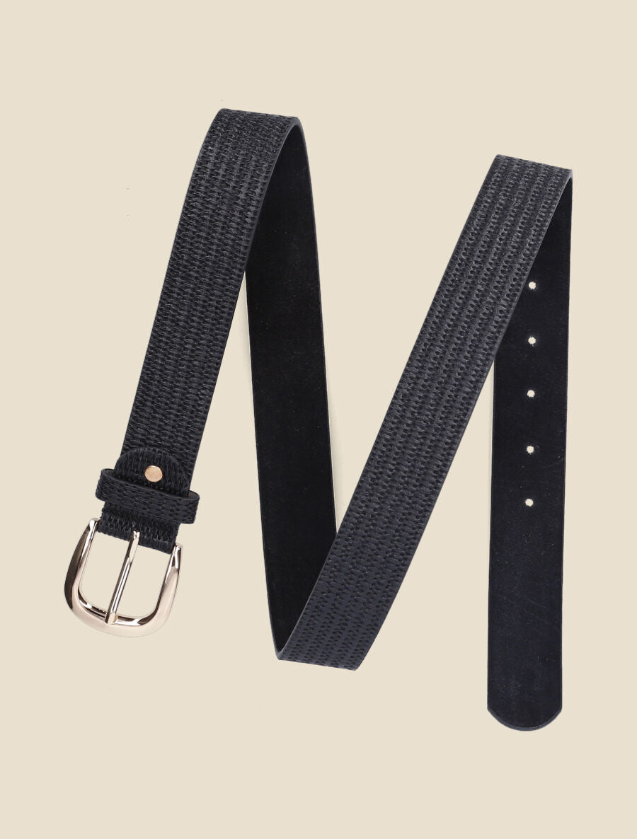 Ceinture en simili effet tressé - Noir - 3