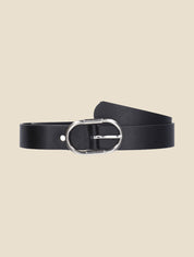 Ceinture en simili à boucle ovale - Noir - 3