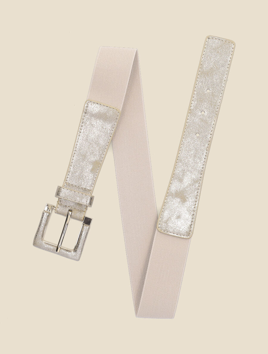 Ceinture stretch et nacrée à boucle carrée - Or - 3