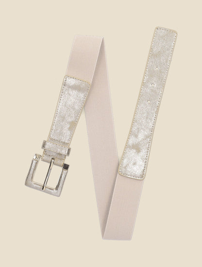 Ceinture stretch et nacrée à boucle carrée - Or - 3