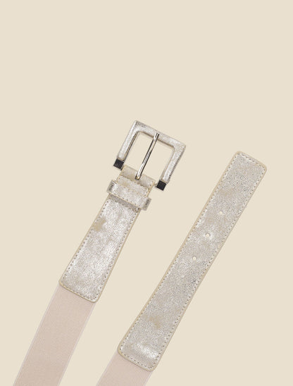 Ceinture stretch et nacrée à boucle carrée - Or - 2