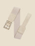 Ceinture python à boucle carrée - Beige - 1