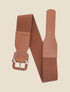 Ceinture stretch en simili à boucle carrée - Camel - 1