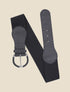 Ceinture en simili à grande boucle ronde - Noir - 1