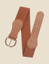 Ceinture en simili à grande boucle ronde - Camel - 3