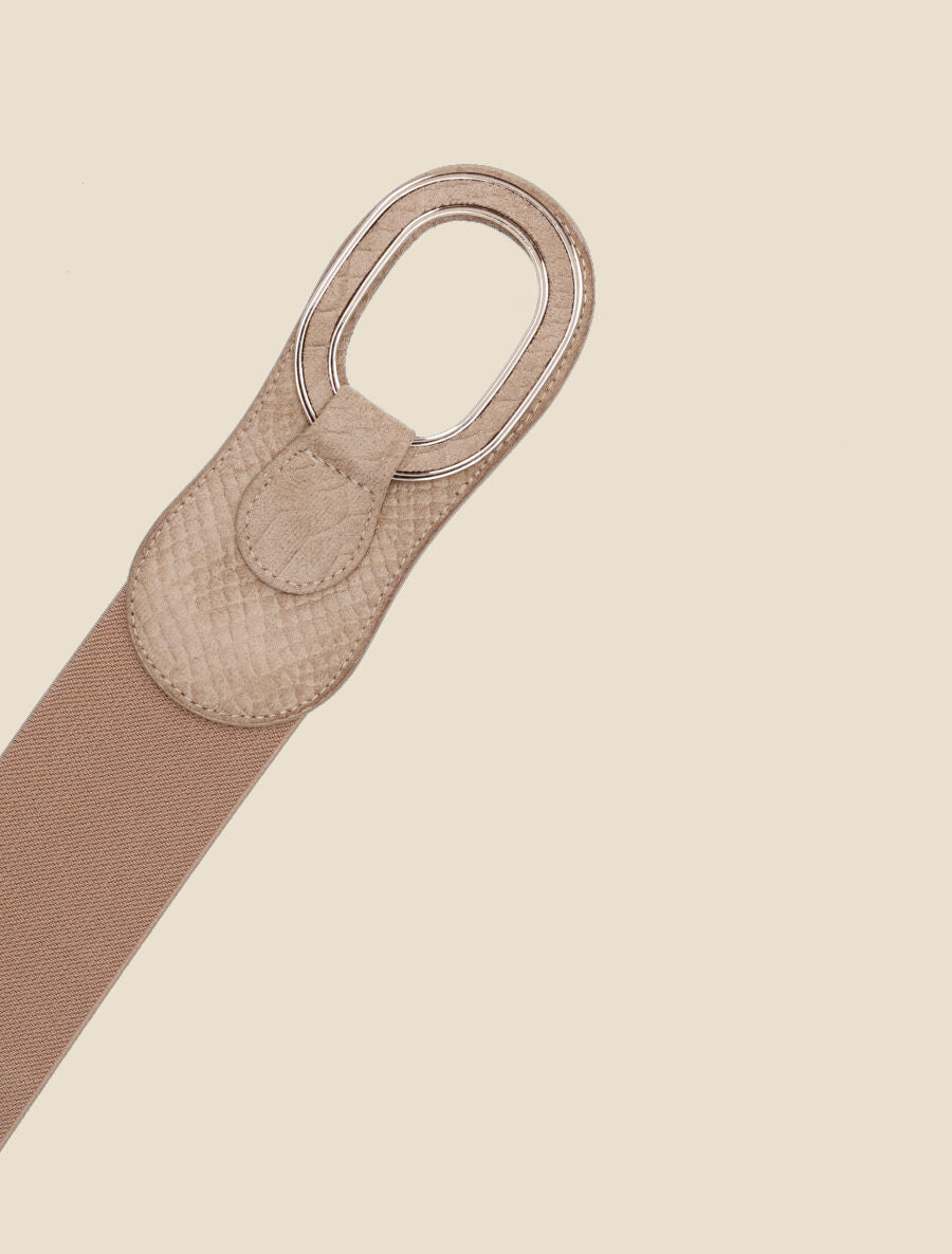 Ceinture effet python à boucle ovale - Beige - 2