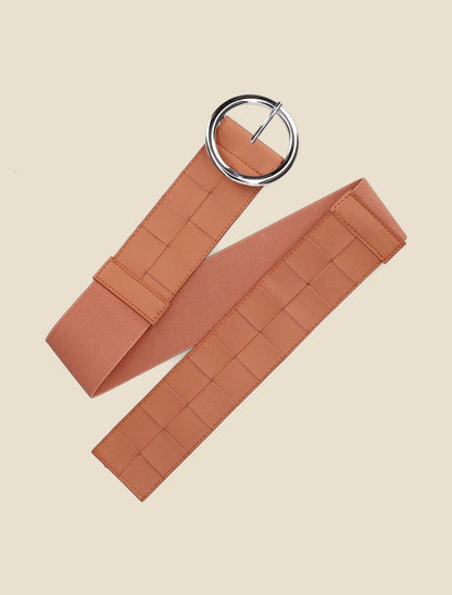 Ceinture tressée à boucle ronde - Orange - 1
