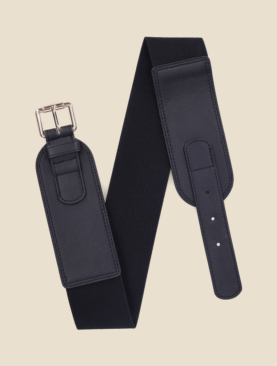 Ceinture stretch à petite boucle métallique - Noir - 1